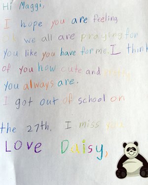Daisy Walsh, 9 ans, raconte ce qu'elle pense dans une lettre récente à son correspondant canin, Maggi. 