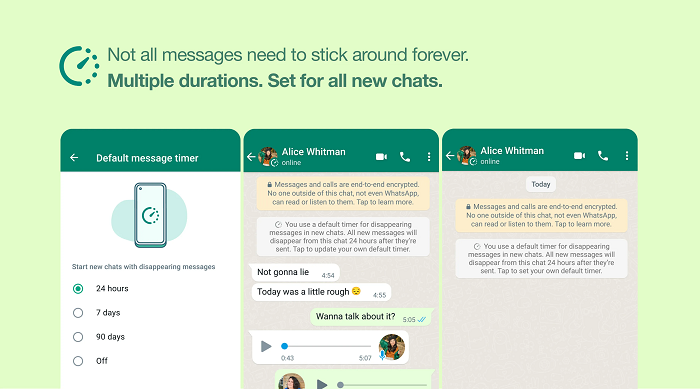 Messages de disparition de WhatsApp