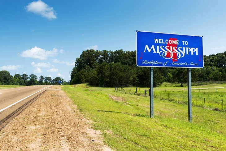 Panneau de signalisation du Mississippi
