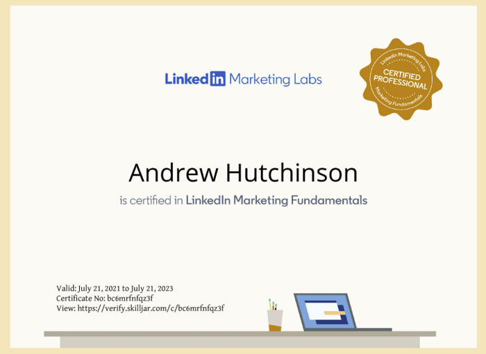 Certificat LinkedIn Marketing Labs