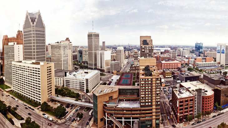 Vue aérienne du centre-ville de Détroit