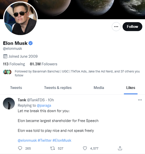 Elon Musk a aimé les tweets