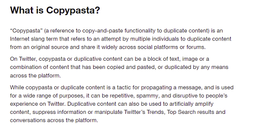 Twitter copypasta definition