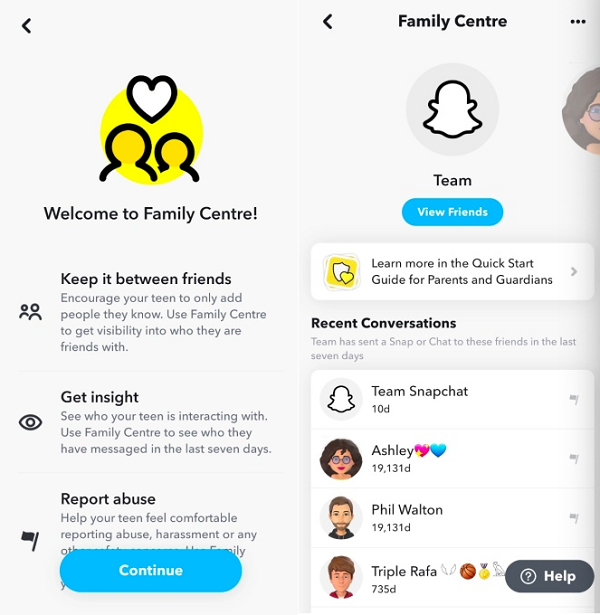 Snapchat Family Centre