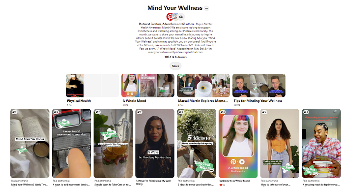 Pinterest 'Mind Your Wellness' group board