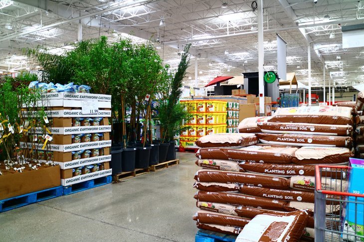 Gardening products at a Costco warehouse