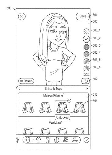Snapchat Bitmoji fashion patent