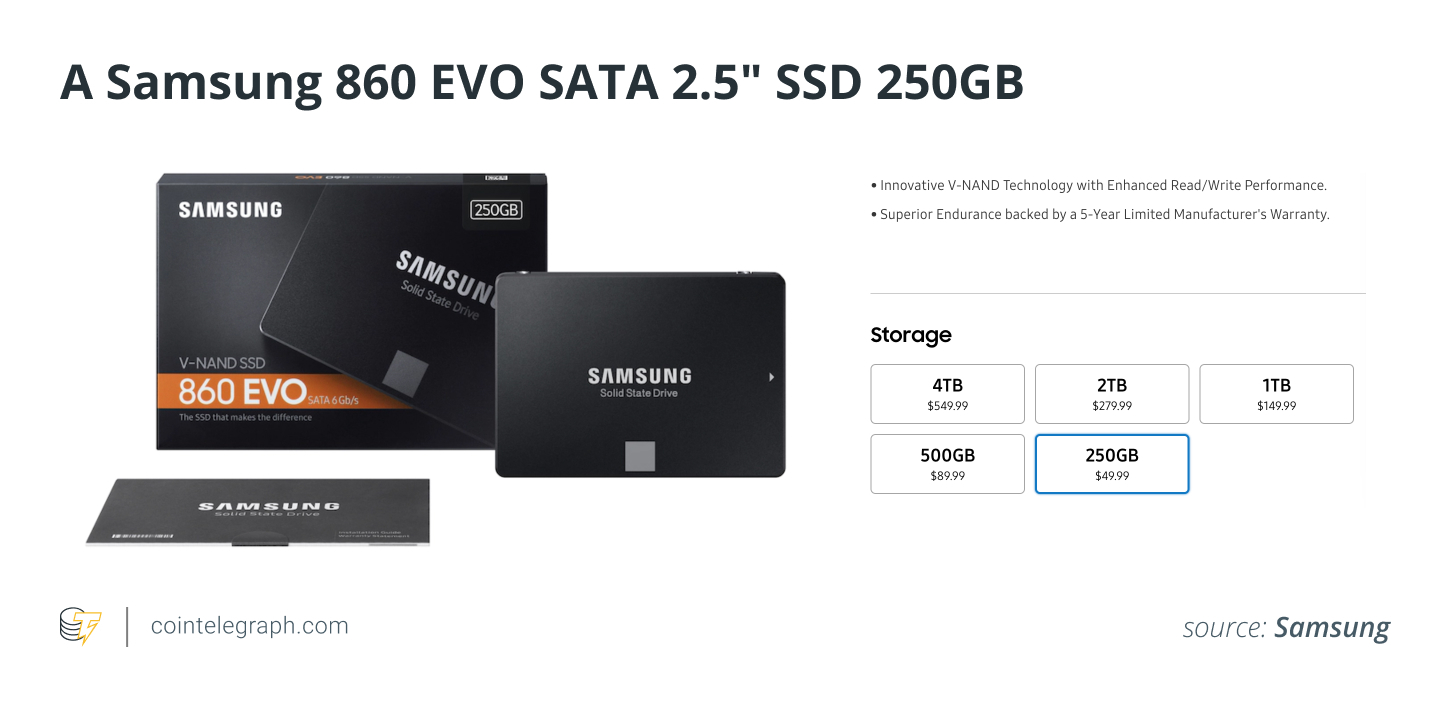 A Samsung 860 EVO SATA 2.5 SSD 250GB