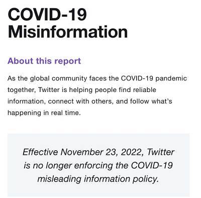 Twitter COVID policy removals