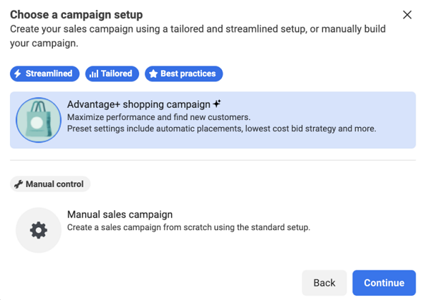 Meta Advantage+ campaign set-up