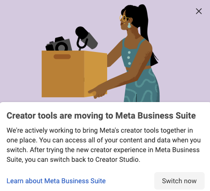 Meta Creator Studio migration