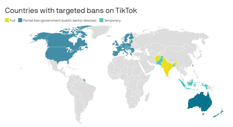 TikTok bans by region