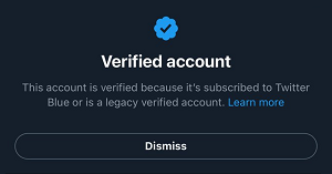 Twitter verified pop-up