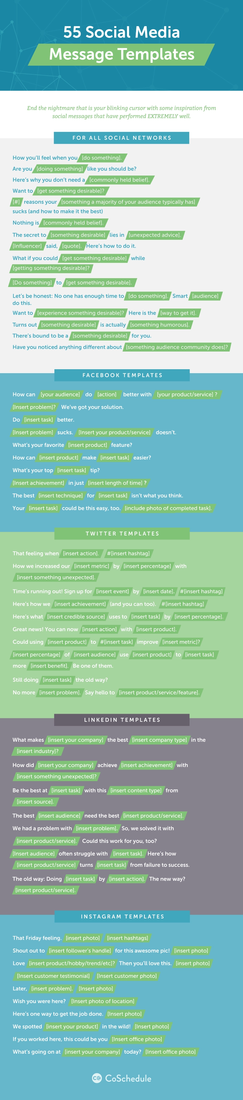 55 Social Post templates infographic