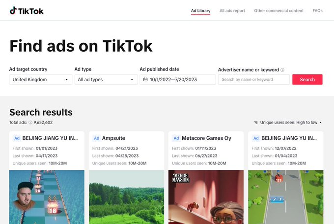 TikTok Ads Library