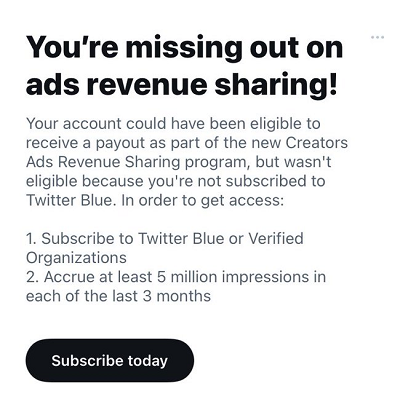 Twitter creator ad revenue share
