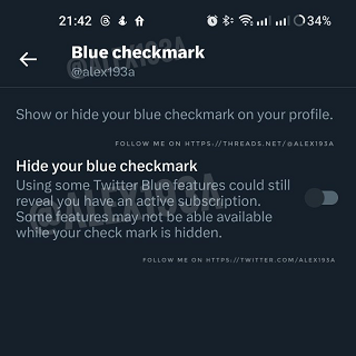 Twitter hide checkmark