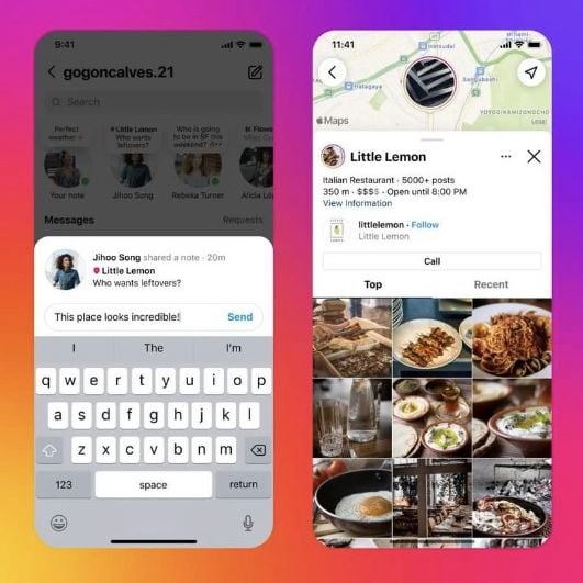 Instagram Notes location tags