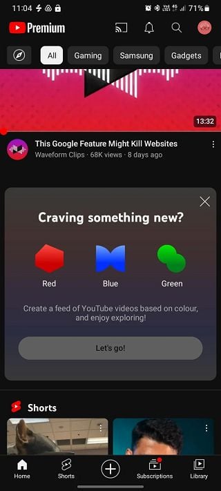 YouTube color feeds