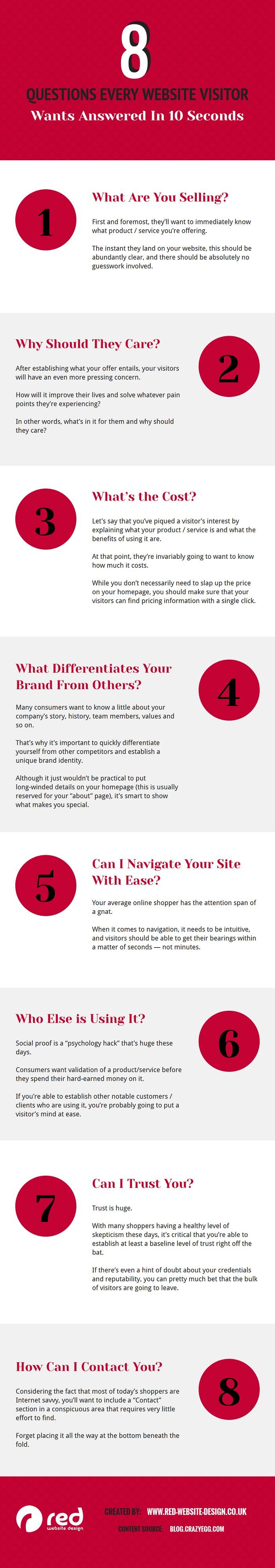 8 Questions for Website Visitors infographic